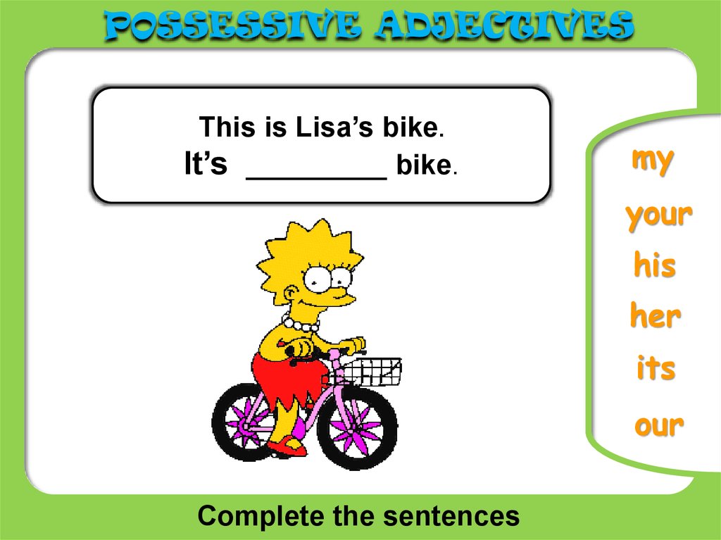 Possessive adjectives - online presentation