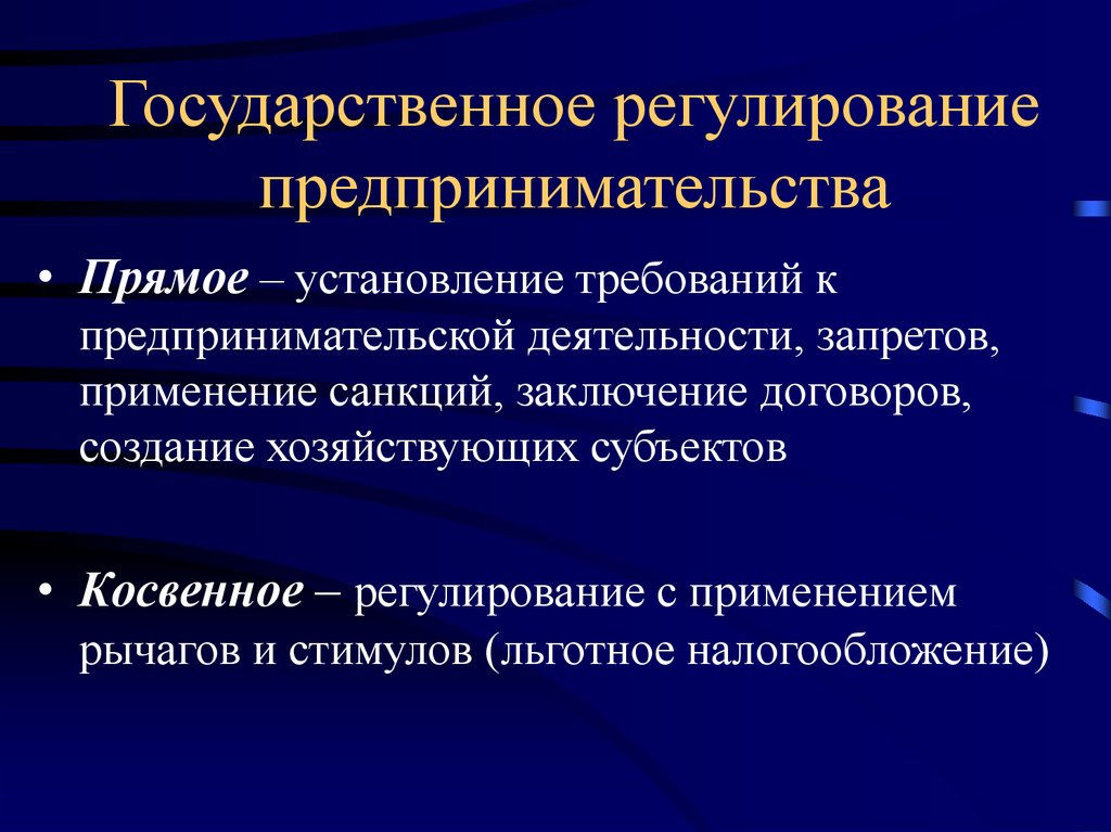 Схема формы правовых основ государственного регулирования предпринимательской деятельности