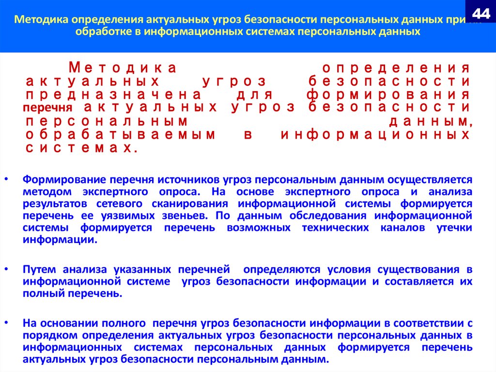 Угрозы при обработке персональных данных