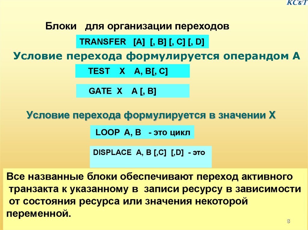 Условие перехода