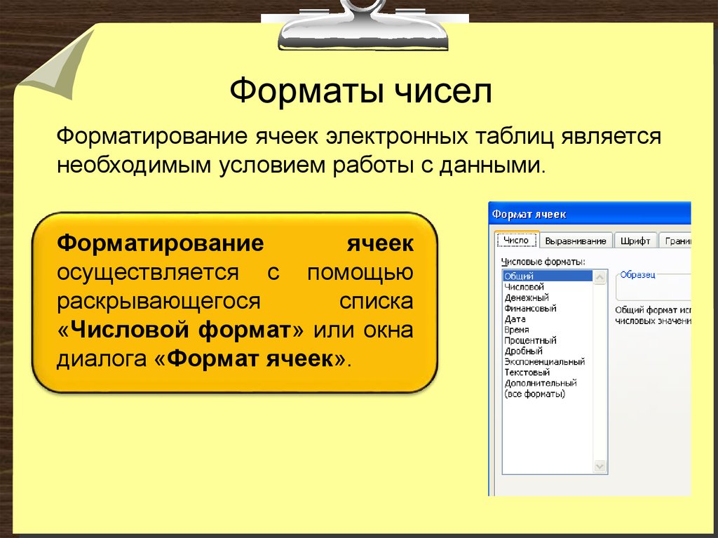 Формат электронной таблицы. Форматирование ячеек. Способы форматирования данных в ячейке. Элементы форматирования ячеек. Основные операции форматирования ячейки..