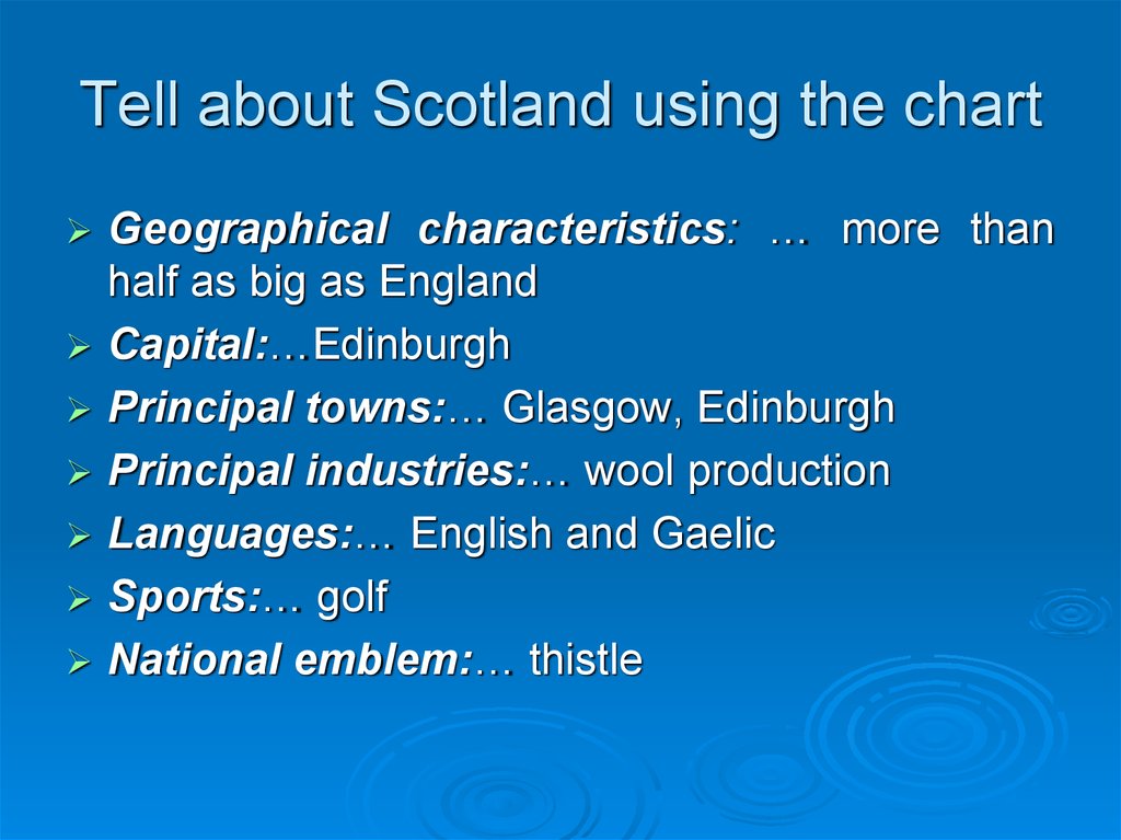 Tell about Scotland using the chart