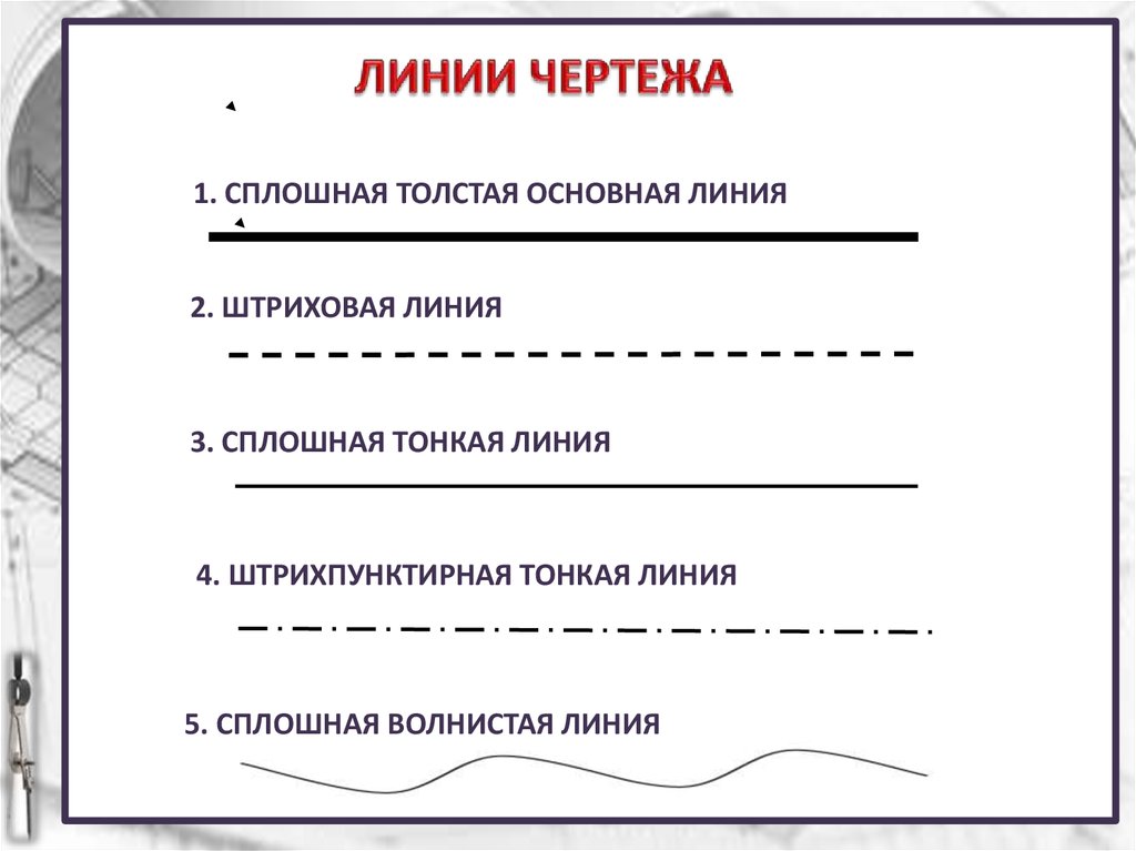 Построения линий чертежа