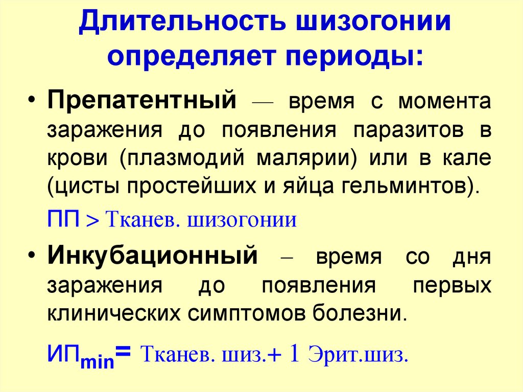 В течении определенного периода. Препатентный период. Малярии и Продолжительность шизогонии. Препатентный период саркоцистоза. Препатентный период в паразитологии это.