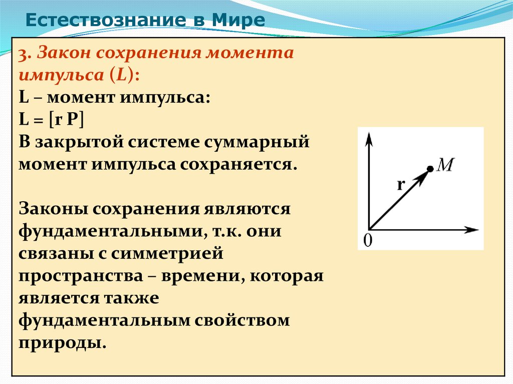 L момент. Свойства момента импульса.