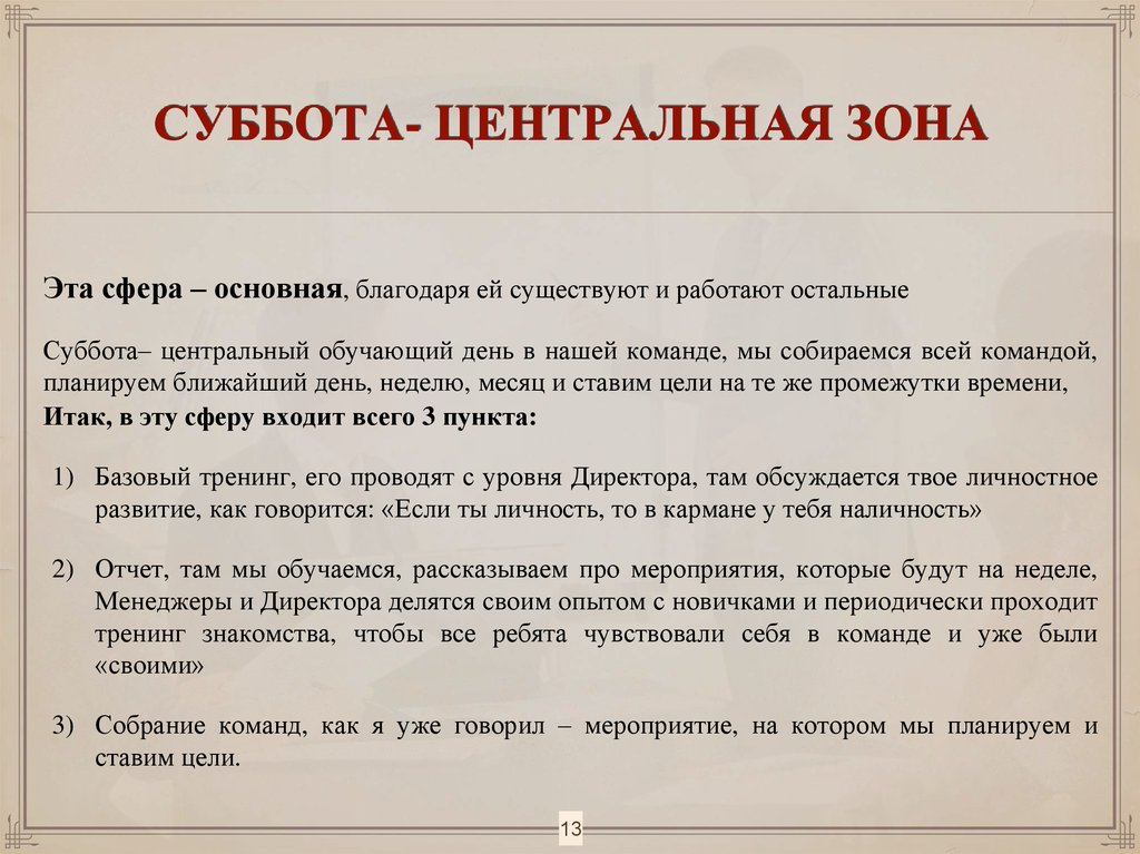 Суббота- ЦЕНТРАЛЬНАЯ ЗОНА