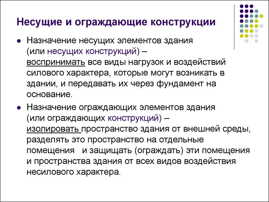 Конструктивное назначение. Несущие и ограждающие конструкции. Назначение несущих и ограждающих конструкций. Назначение несущих конструкций:. Ограждающие конструкции здания это.