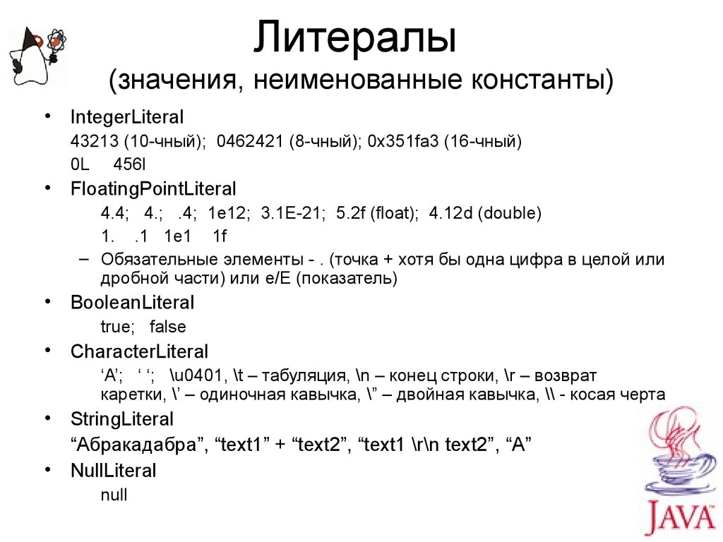 Литералы в java. Константы и литералы. Неименованные константы. Строковый литерал java. Литералы с++.