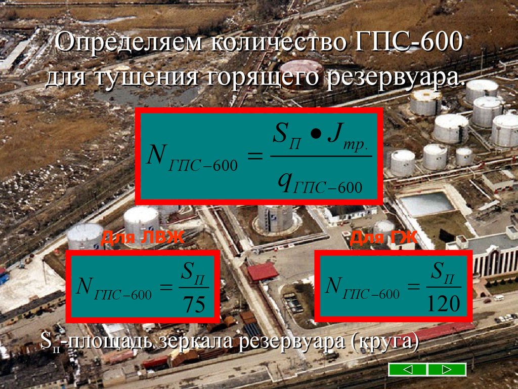 Определить требуемое количество стволов гпс 600 на тушение подвала размерами в плане 5х10х3