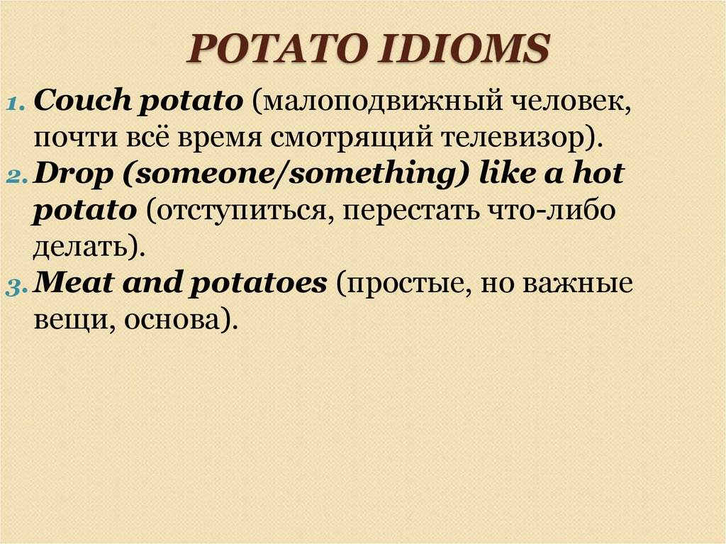 Potato idioms