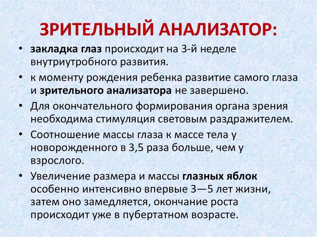 4 функции анализаторов. Развитие зрительного анализатора. Развитие зрительного анализатора у детей. Особенности зрительного анализатора у детей. Развитие зрительного анализатора в онтогенезе.