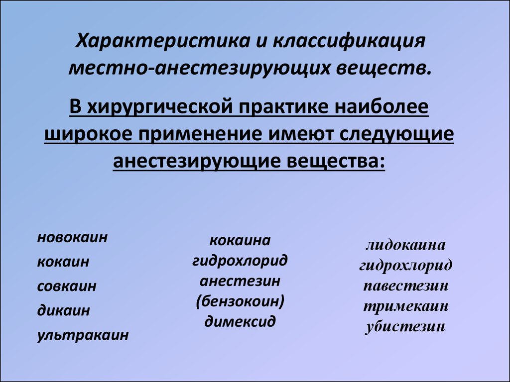 Анестезирующие средства презентация