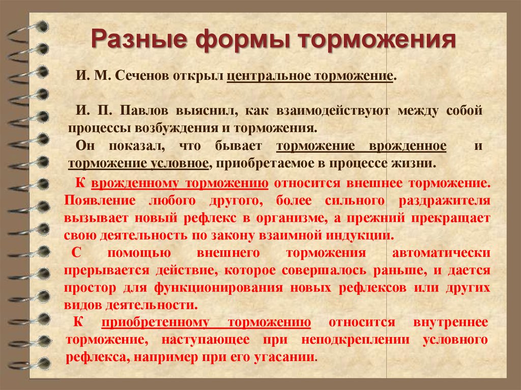 Вклад отечественных ученых в разработку учения. Вклад отечественных ученых в разработку учения о ВНД. Как взаимодействуют между собой процессы возбуждения и торможения. Сеченов торможение рефлексов. Какие виды торможения были открыты и.п Павловым.