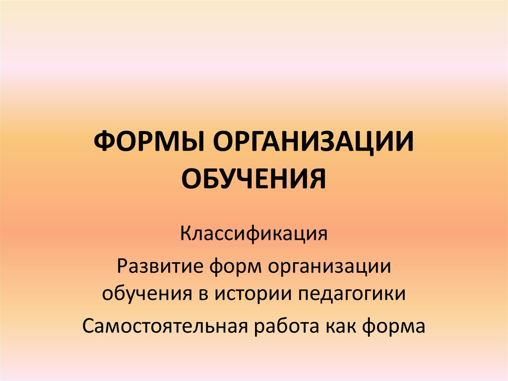 Организация обучения истории