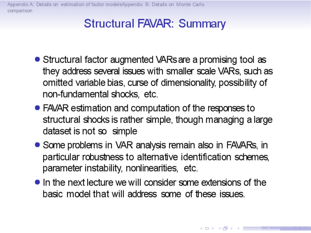 Structural FAVAR: Summary