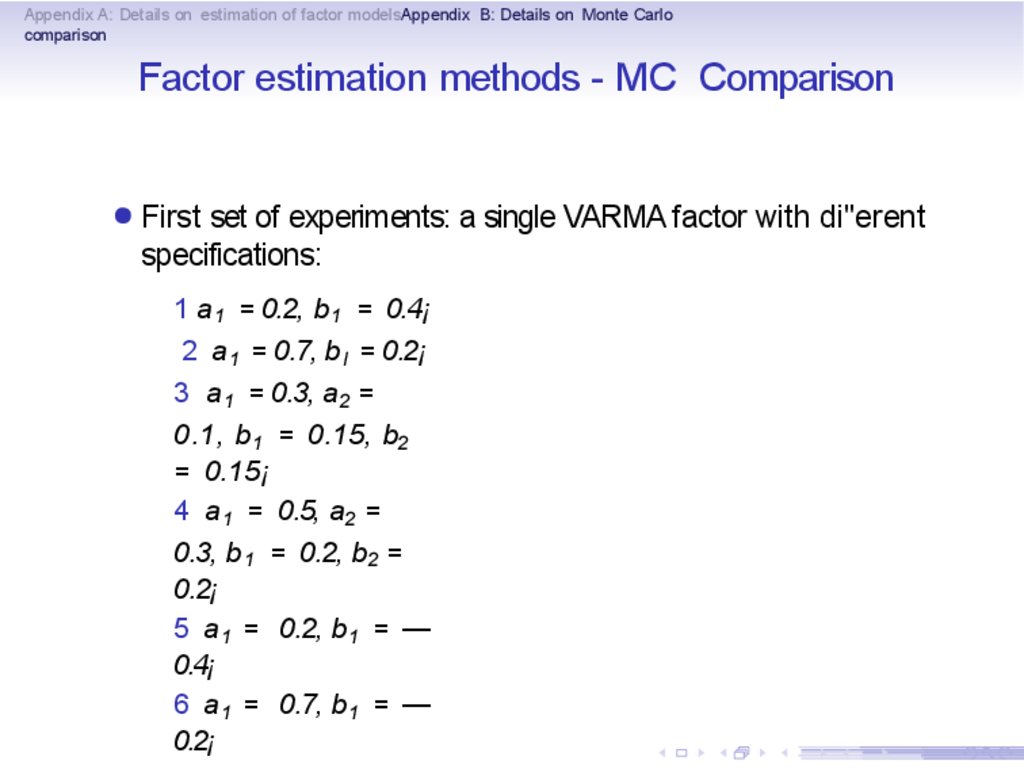 Factor estimation methods - MC Comparison