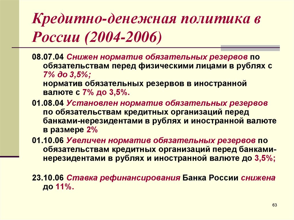 Кредитно-денежная политика в России (2004-2006)