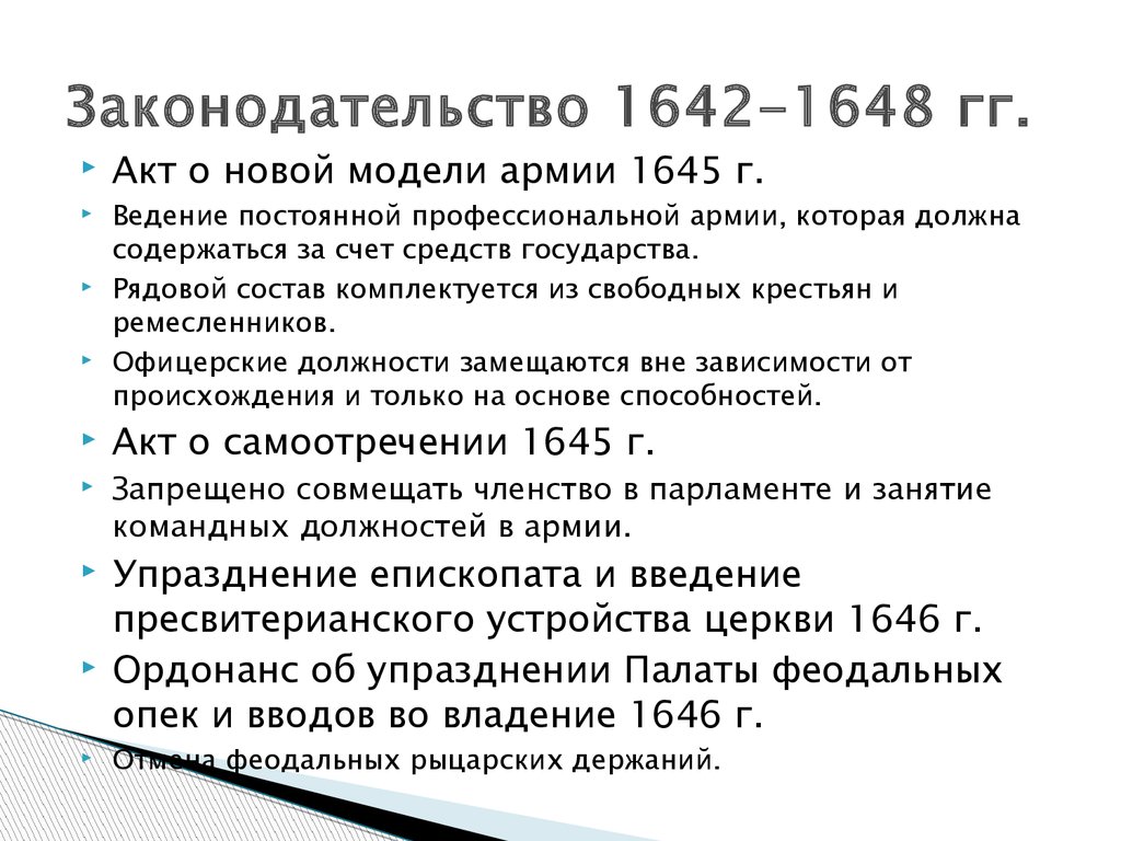 Законодательство 1642-1648 гг.