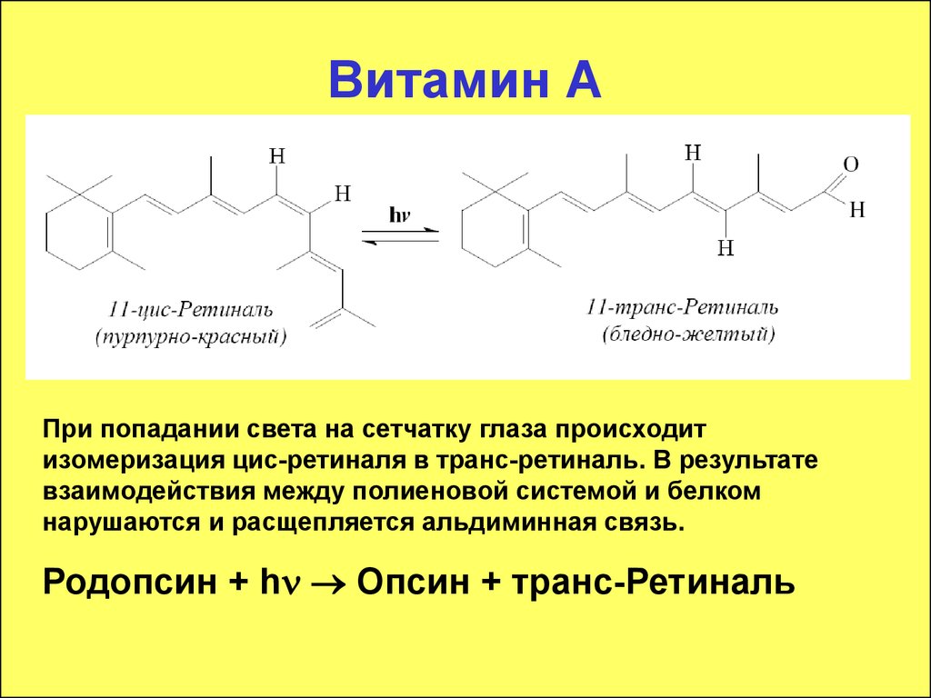 Качественные реакции на витамины. Химическая структура витаминов. Химическая структура витамина а ретинола. Уравнение образования витамина а. Превращение витамина а в ретиналь.