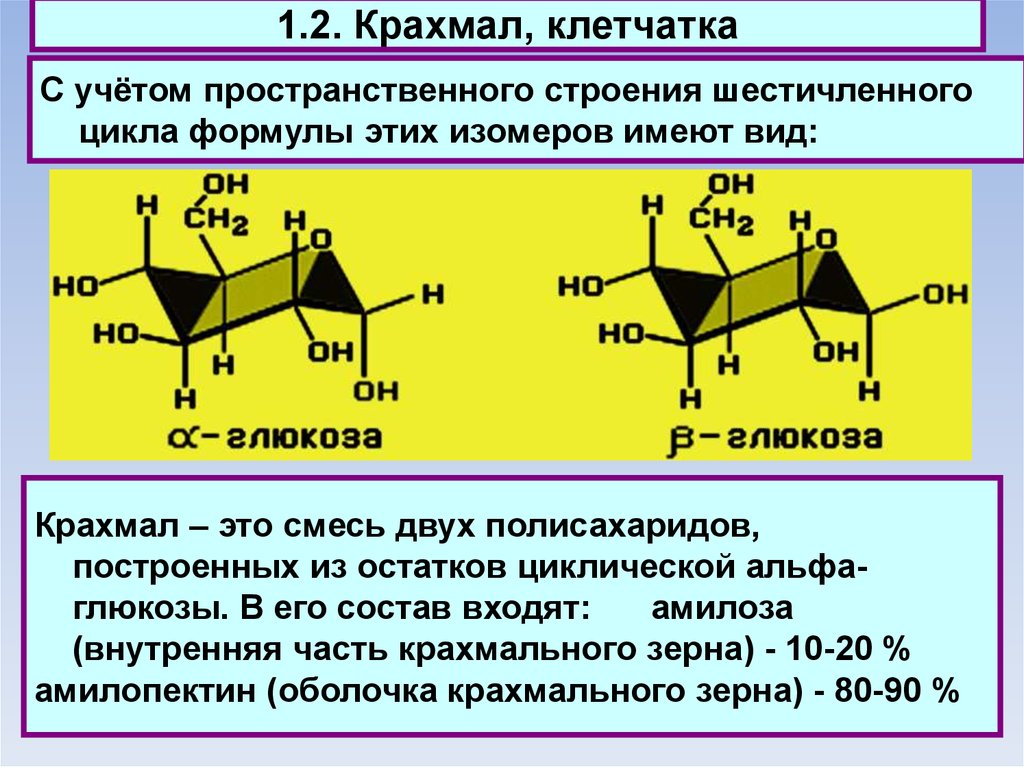 Состав крахмала и целлюлозы. Пространственное строение крахмала. Полисахарид из остатков Альфа Глюкозы. Циклическое строение крахмала. Структура крахмала.