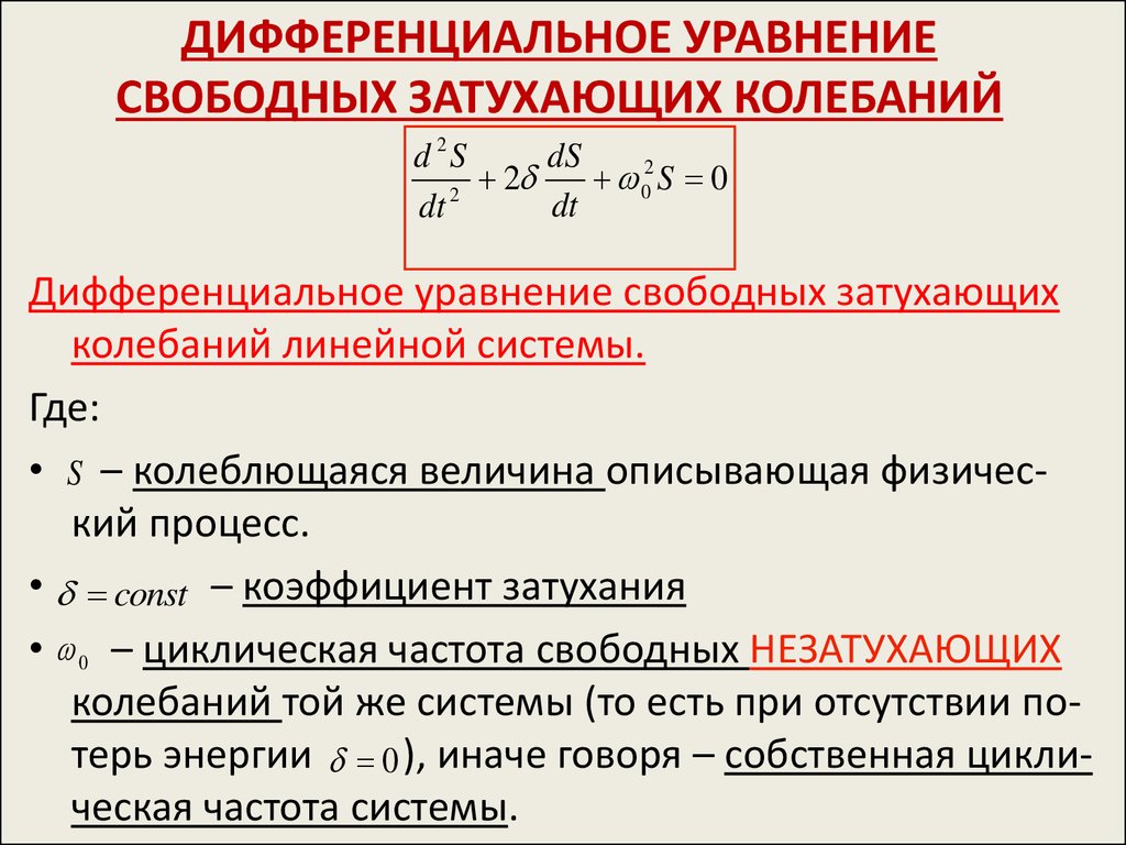 Уравнение затухающих колебаний. Вывод дифференциального уравнения гармонических колебаний. Дифференциальное уравнение затухающих колебаний. Дифференциальное уравнение свободных затухающих колебаний. Дифференциальное уравнение затухающих колебаний и его решение.