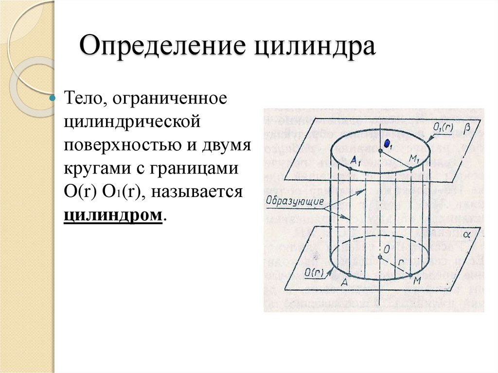 Определение цилиндра. Измерение цилиндра. Цилиндр это тело Ограниченное цилиндрической поверхностью и двумя. Тело Ограниченное цилиндрической поверхностью и двумя кругами. Цилиндрическая поверхность цилиндра это.