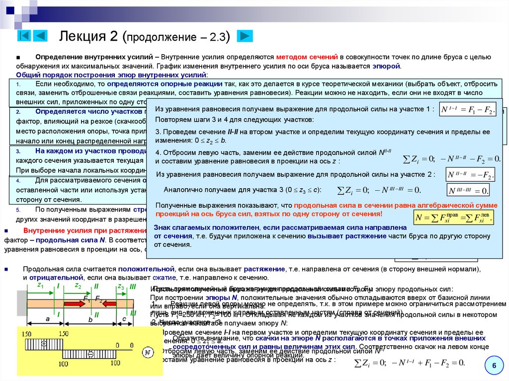 Определение внутренних усилии