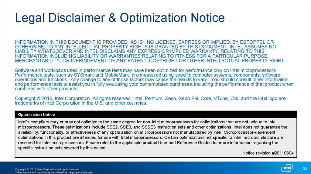 Legal Disclaimer & Optimization Notice