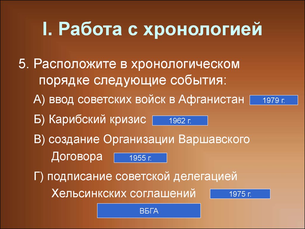 Какое из указанных событий произошло раньше остальных