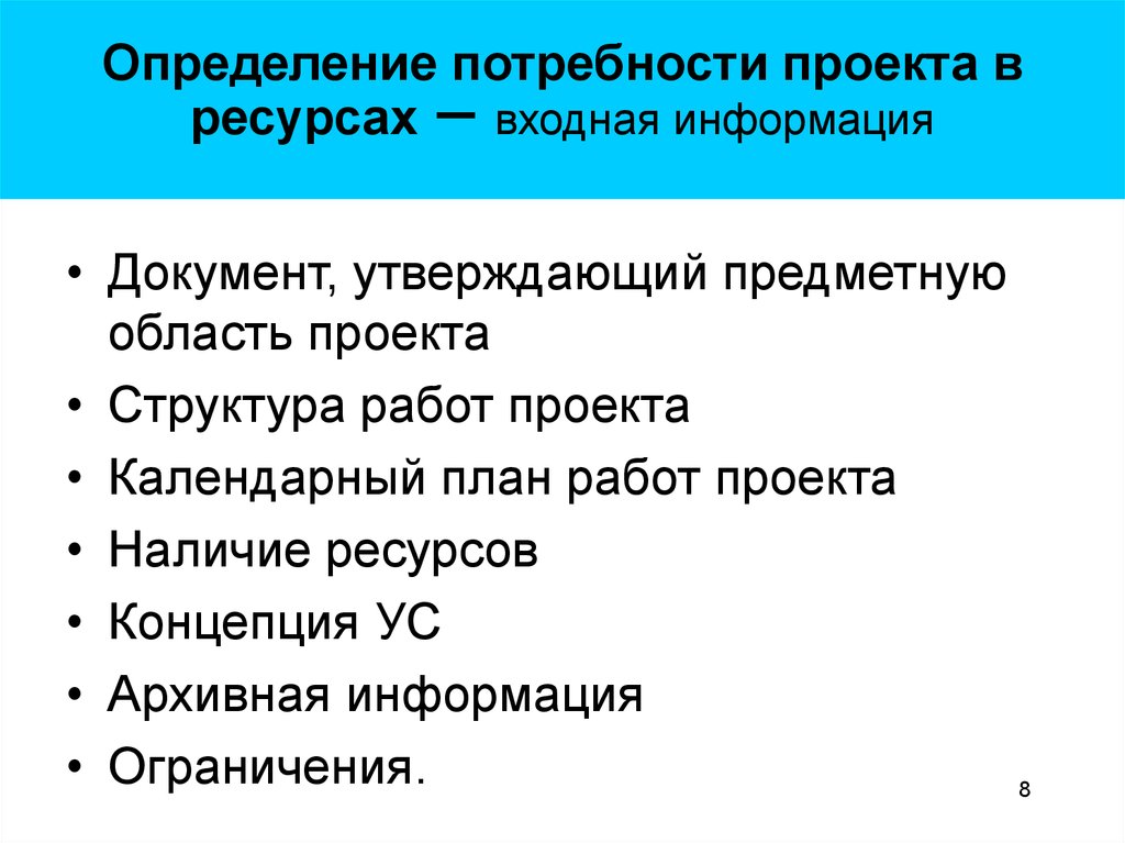 Определение потребности в ресурсах