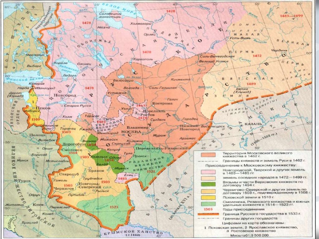 Карта объединение русских земель в единое русское государство 1462 1533