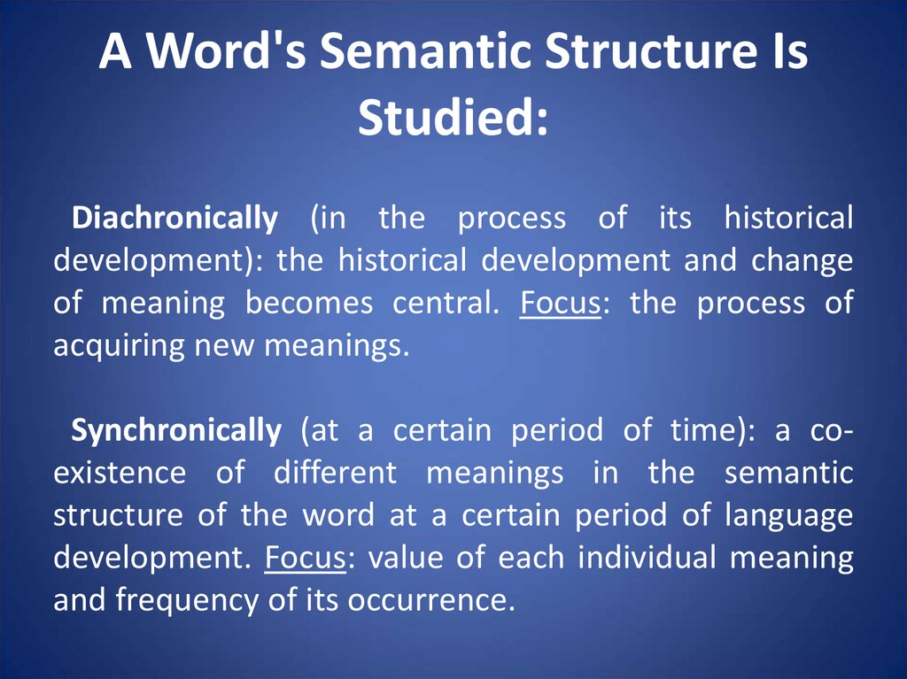 A Word's Semantic Structure Is Studied: