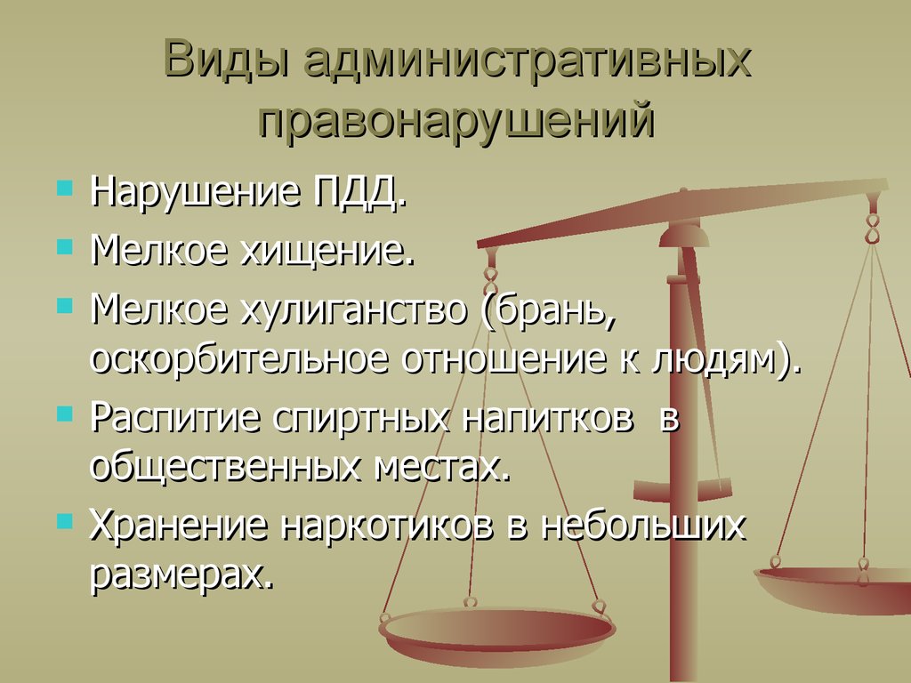 Виды административных правонарушений презентация