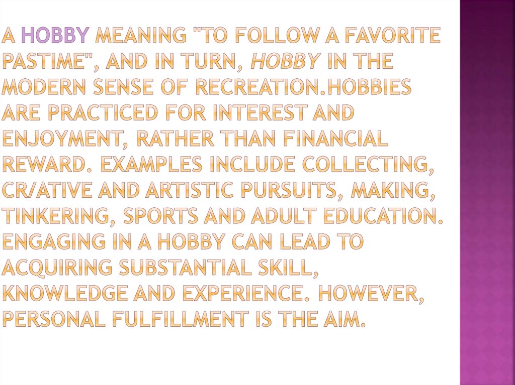 
hobbies word examples