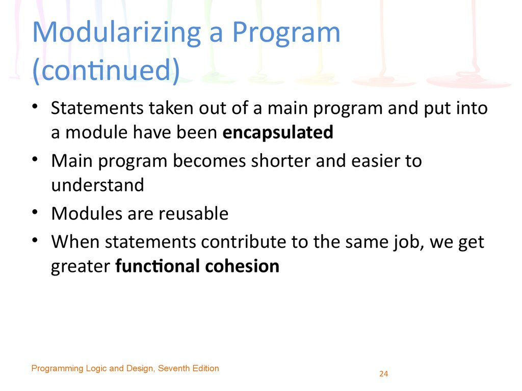Modularizing a Program (continued)