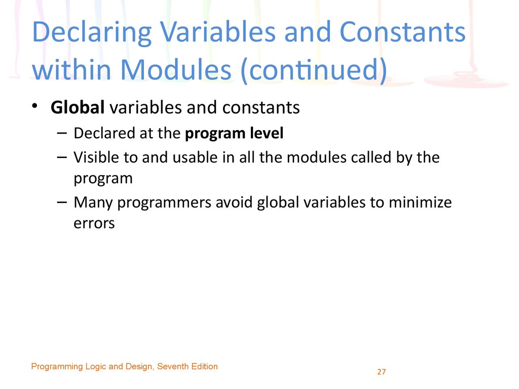 Declaring Variables and Constants within Modules (continued)