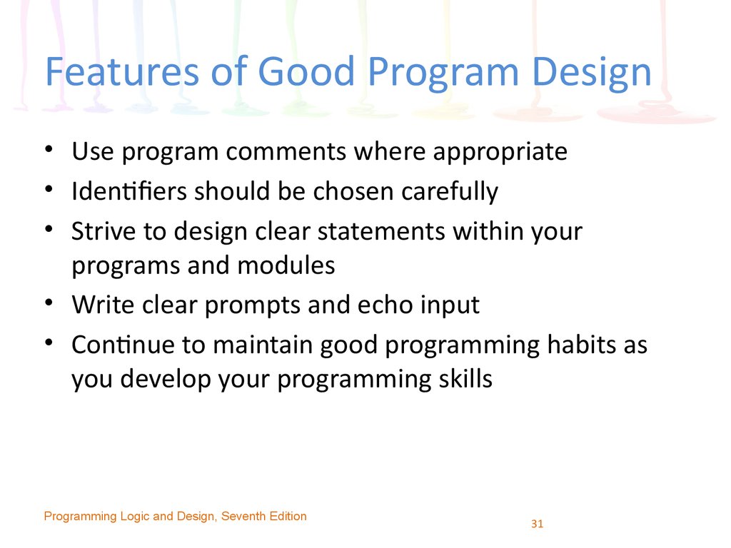 Features of Good Program Design