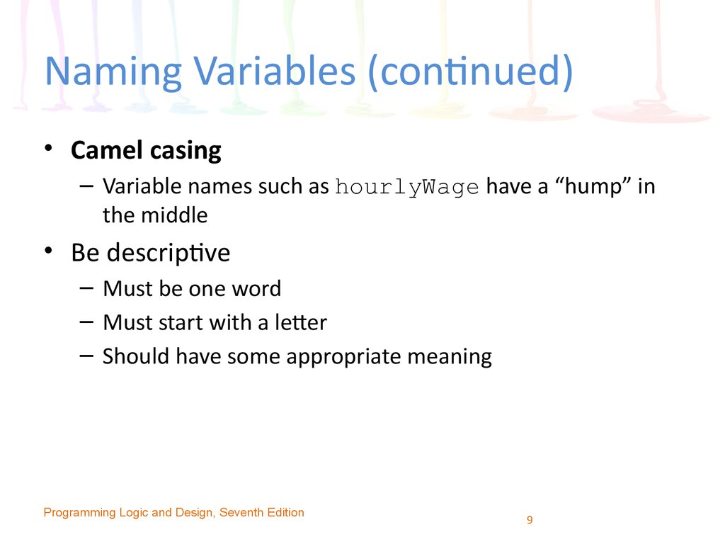 Naming Variables (continued)
