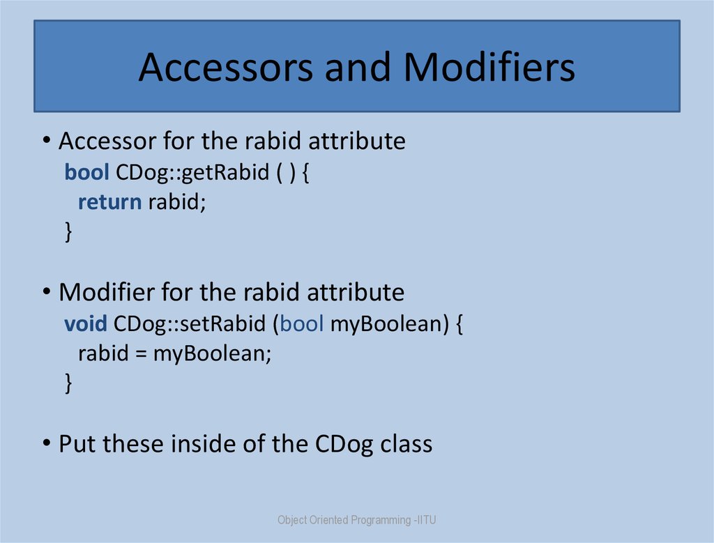 Accessors and Modifiers