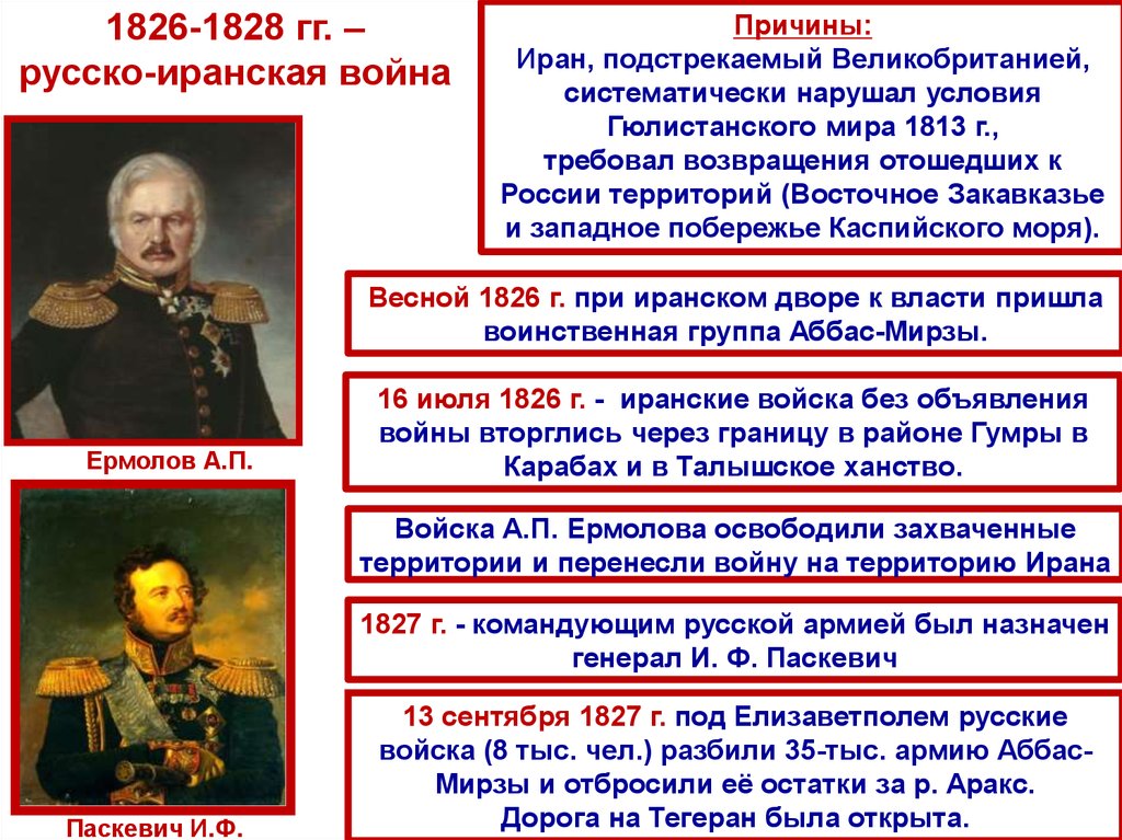 Войны россии с ираном. Причины русско-иранской войны 1826-1828 ход. Причины русско-иранской войны 1826-1828 таблица.