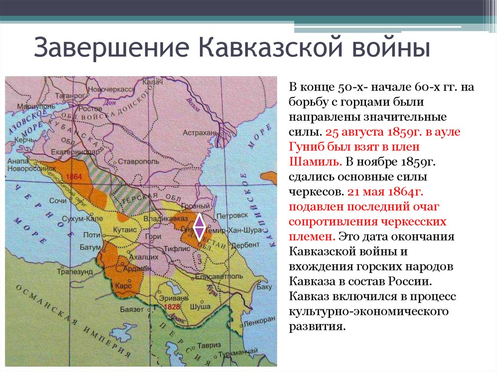 Кавказская война карта