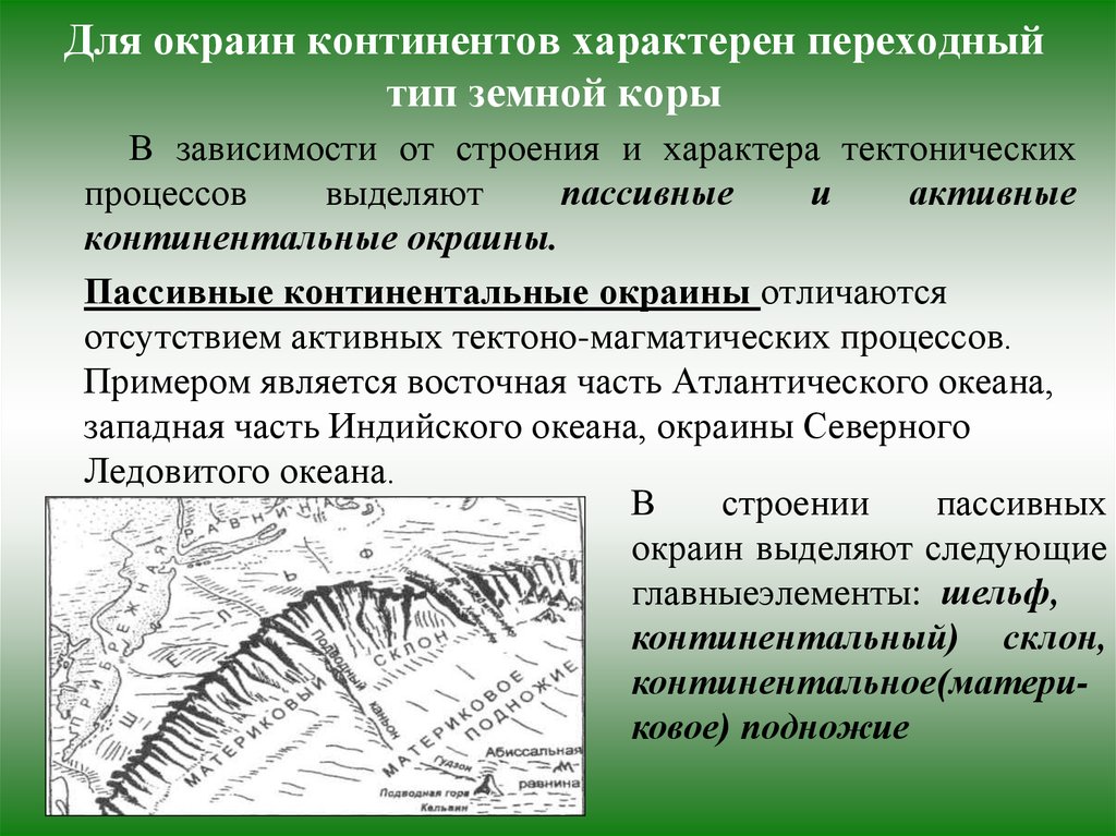 Континентальные окраины. Активная пассивная окраина. Пассивные окраины континентов. Пассивная Континентальная окраина. Строение пассивной Континентальной окраины.