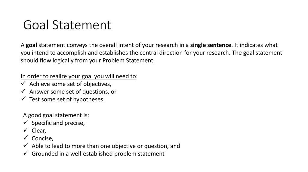 Goal and Objectives of Your Research - online presentation