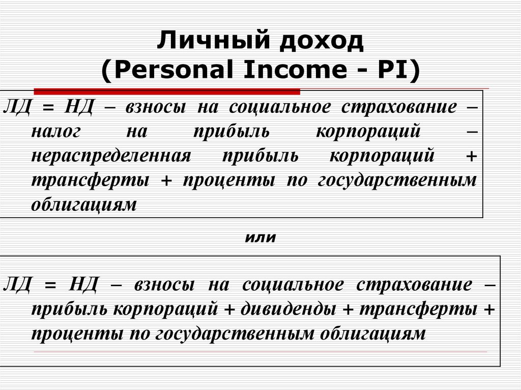 Личный доход (Personal Income - PI)