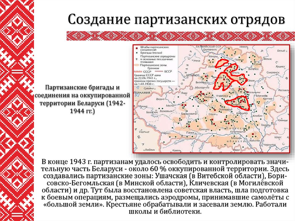 Карта партизанских отрядов в белоруссии