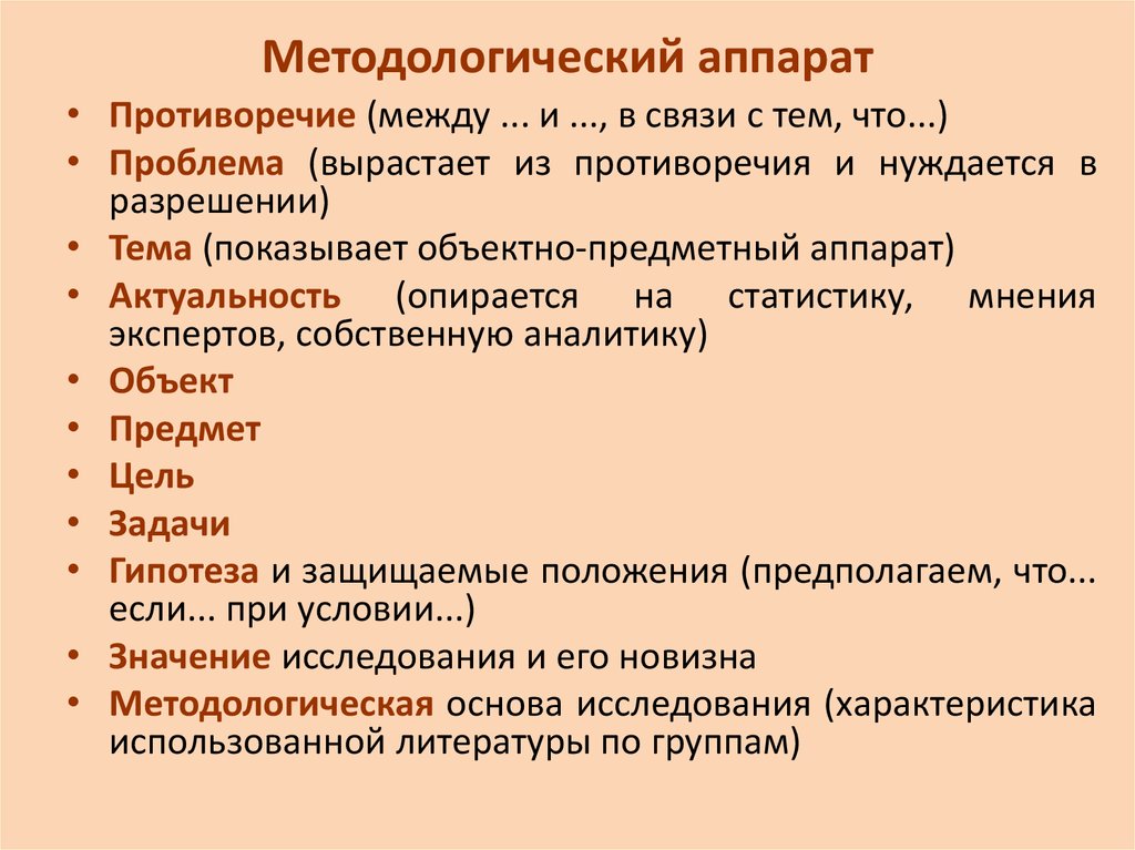 Аппарата деятельности. Методологический аппарат курсовой работы. Методологический аппарат научного исследования.