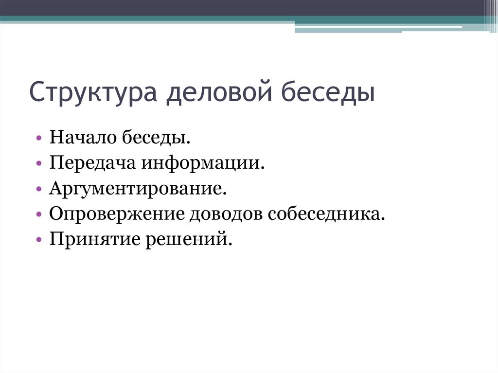 Структура деловой беседы презентация