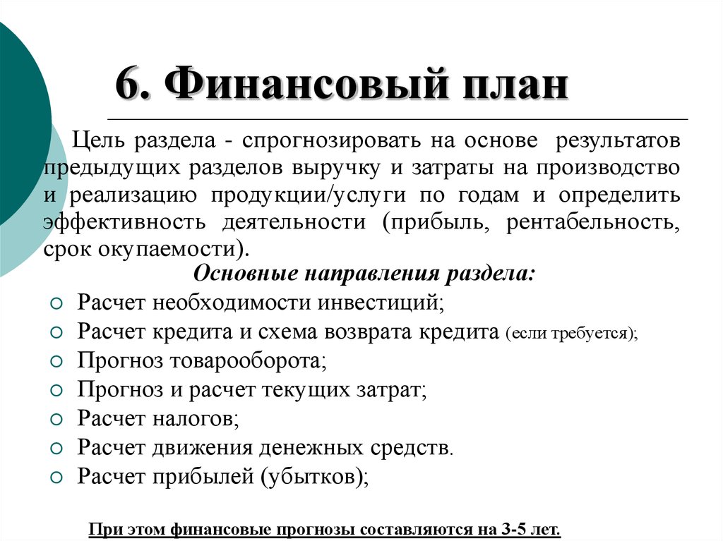 Какие основные разделы должен содержать бизнес план