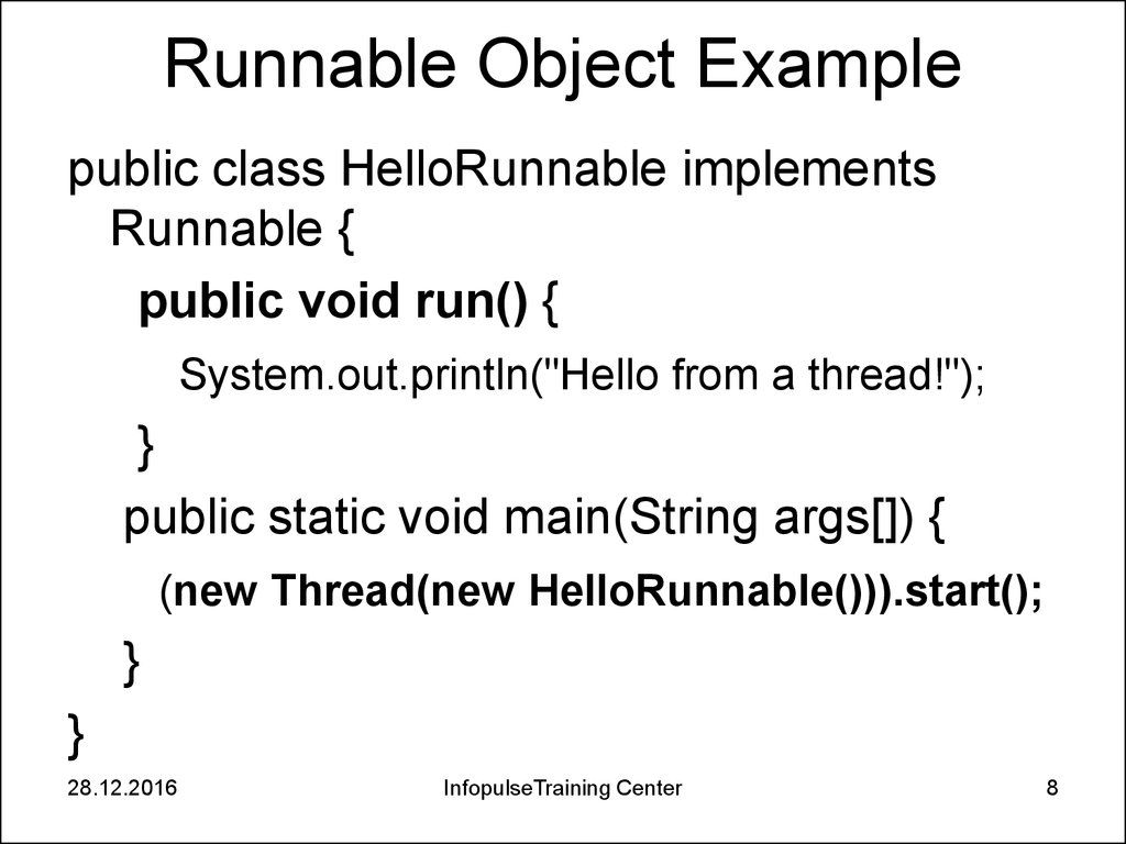 Runnable Object Example