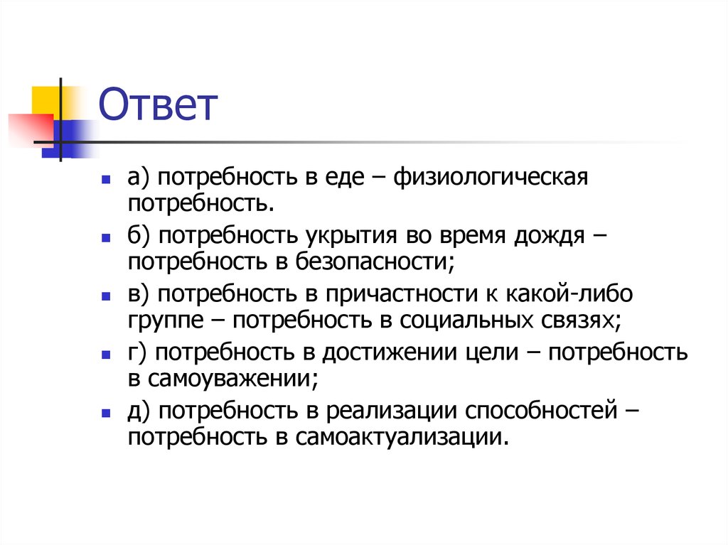 Потребности ответы